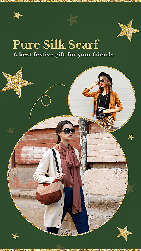 Fashion Christmas Gift Pure Silk Scraf Promo Ecommerce Story