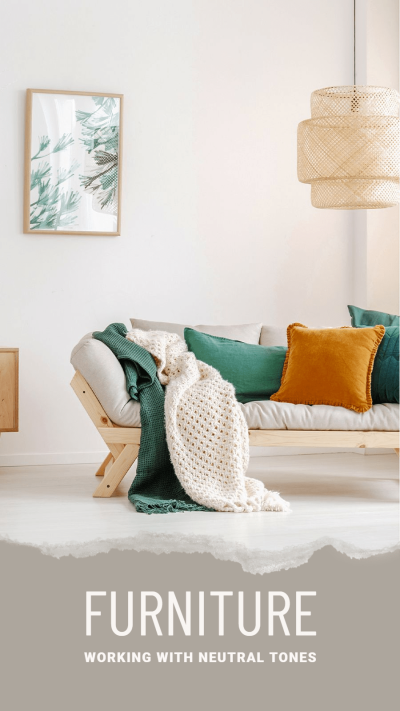 Minimal Paper Tear Style Home Furniture Sofa Couch and Lighting Display Ecommerce Story