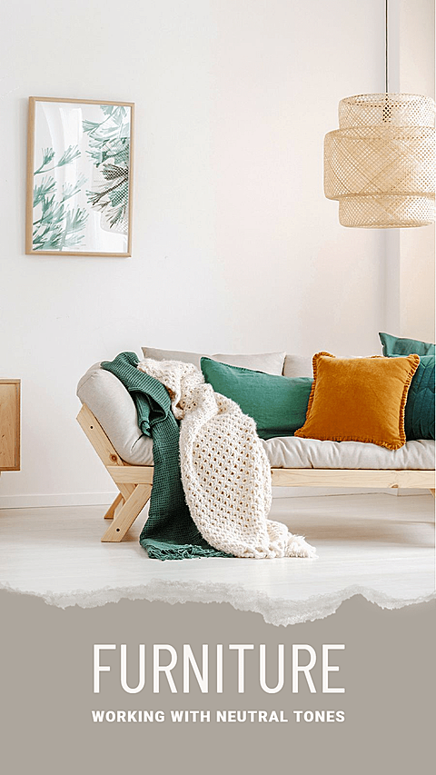 Minimal Paper Tear Style Home Furniture Sofa Couch and Lighting Display Ecommerce Story