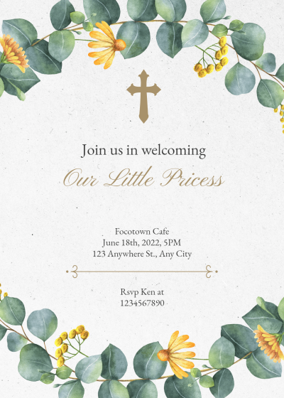 Green Leaf Surround Baby shower invitation letter