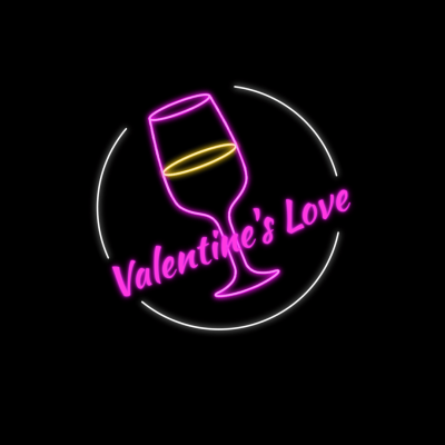 Neon Style Circle Element  Valentine's Day Winery Logo