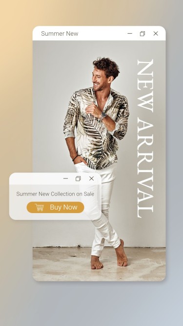 Fresh Style Men's Clothing Fashion Product Display Shopping Cart Simulation Ecommerce Story