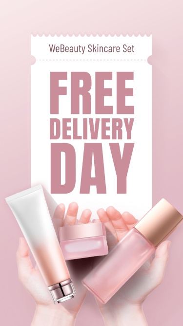 Free Delivery Day Skincare Cosmetics Sale Promotion Ecommerce Story