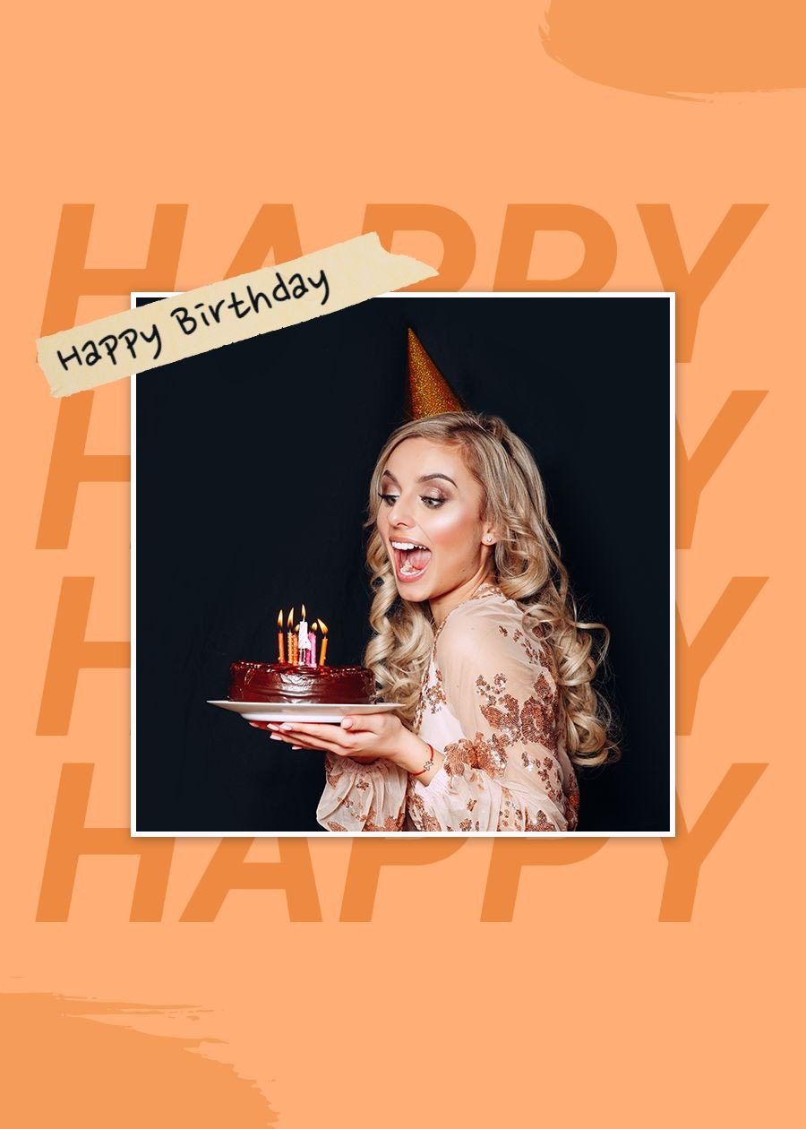Literary Style Tape Element Birthday Greeting Card