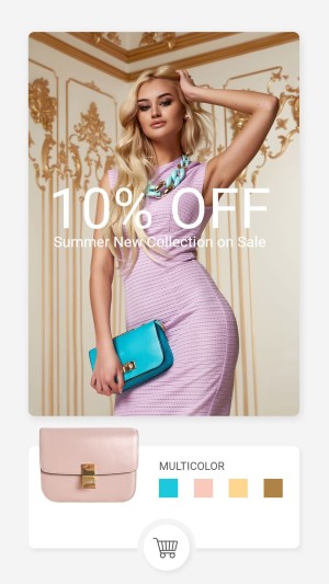 Fresh Style Women's Handbag Fashion Product Palette Website Interface Simulation Discount Sale Ecommerce Story