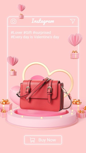 Pink Women's Handbag Fashion Instagram Interface Simulation Product Mockup Valentine's Day Promotion Ecommerce Story