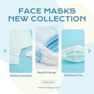 Blue Color Block Home Medical Face Mask Promo Ecommerce Product Image