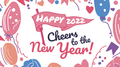 Cute Hand Painted Ballon Decorate New Year Greeting Facebook Cover