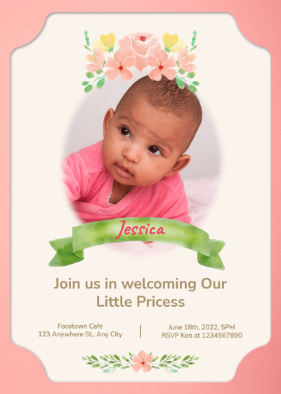 Pink Frame Element Baby shower invitation letter