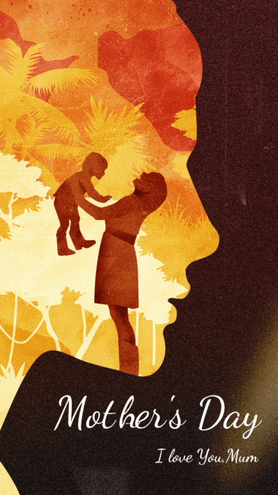 Literary Style Watercolor Silhouette Mother's Day Greeting Instagram Story Video