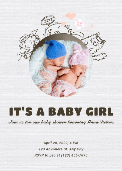 Cute Handwritten Text Babyshower Ceremony Celebrate Party Invitation Letter