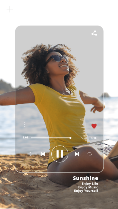 Literary Seaside Smile Woman Moment Record iPhone interface simulation Instagram story