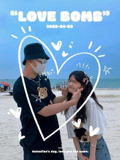 情人节情侣晒照情侣合照plog模板