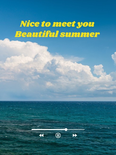 夏日天空云朵音乐播放器模拟文艺风plog模板预览效果