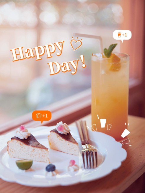 词卡晒甜品下午茶简约风plog模板预览效果