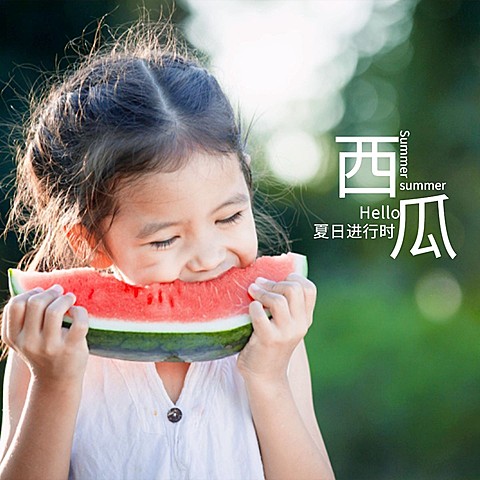 词卡晒水果西瓜夏天简约风plog模板