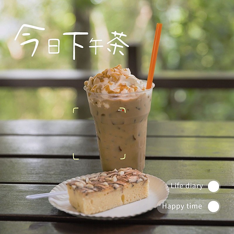 词卡下午茶甜品简约风plog模板