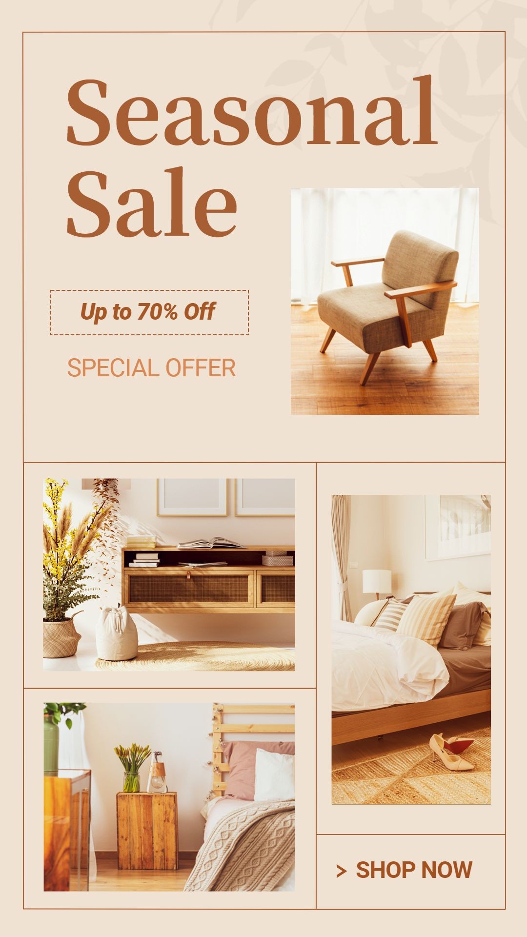 Bed Display Simple Furniture Sale Promo Ecommerce Story预览效果