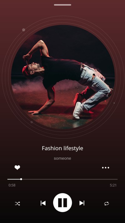Fashion Style Music player interface simulation Dance Man Instagram story