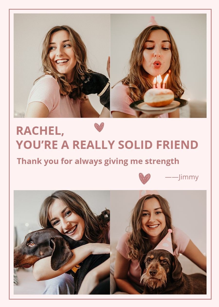 Simple Rectangle Frame Pet Dog Thank friend Card