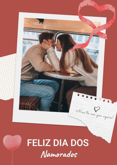 Fresh Paper Tearing Style Dia dos namorados Couple Dates Record Card