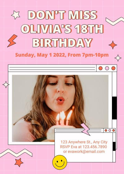 Cartoon Interface Simulation Girl Birthday Invitation letter