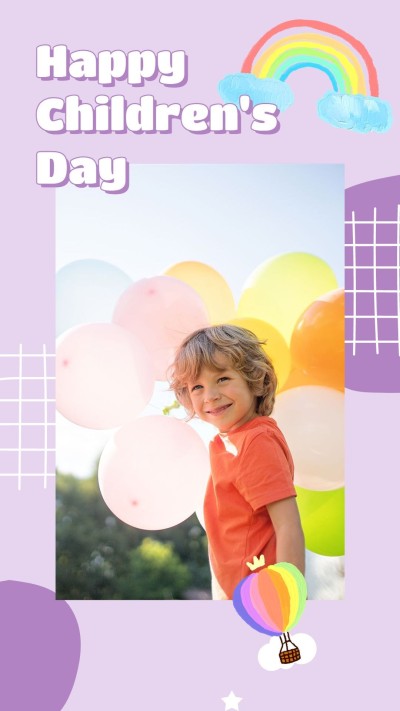 Cute Hand Painted Color Block Decorate American Children's day Instagram Story