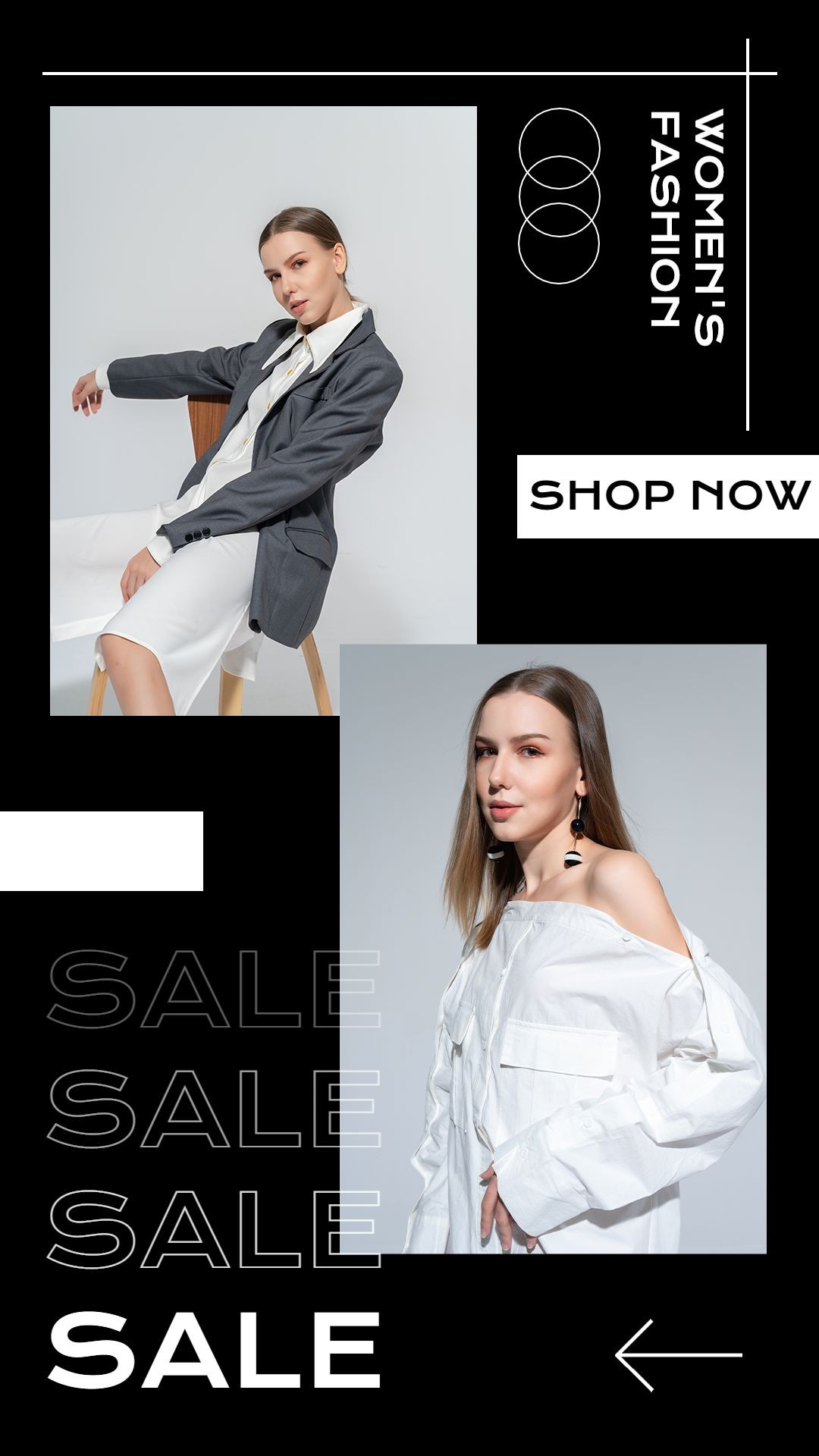 Pure Black Background Women's Fashion Sale Promotion Ecommerce Story