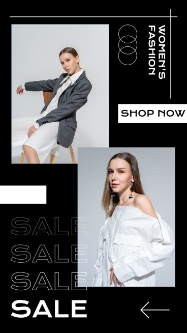 Pure Black Background Women's Fashion Sale Promotion Ecommerce Story预览效果