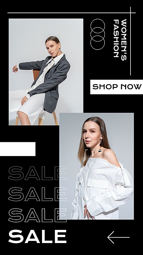 Pure Black Background Women's Fashion Sale Promotion Ecommerce Story