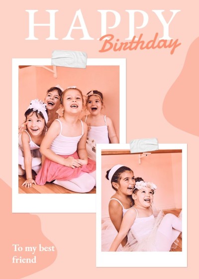 Simple Literary Style Pink Color Block Element Birthday Greeting card