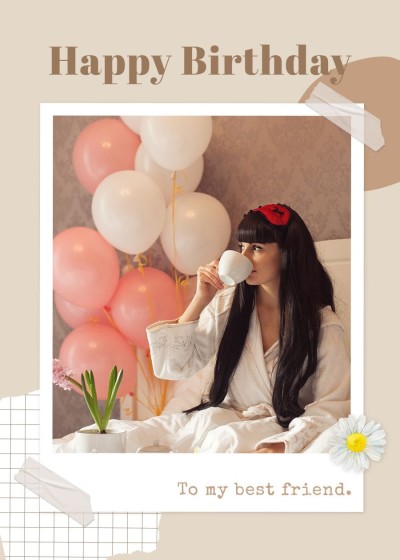 Simple Literary Style Paper Tear Birthday Greeting card