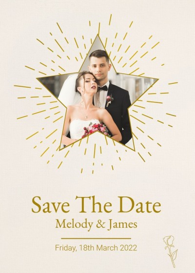 Literary Fresh Style Star Frame Wedding Greeting card
