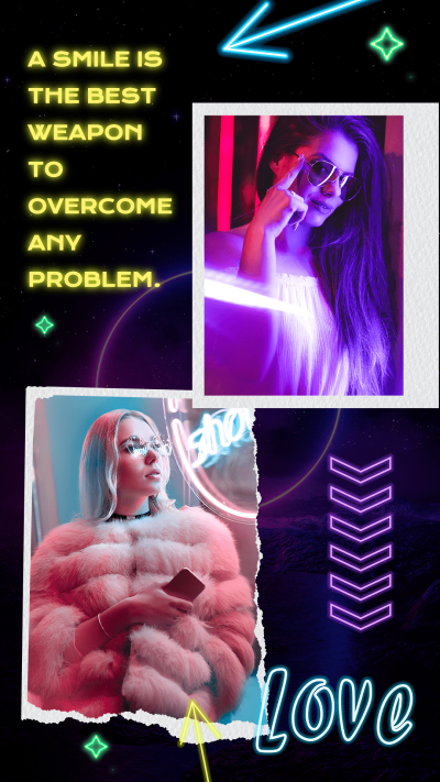 Neon Style Lights Arrow Element Woman Show Instagram Story
