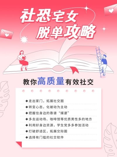 甜蜜手绘风情人节脱单攻略小红书配图