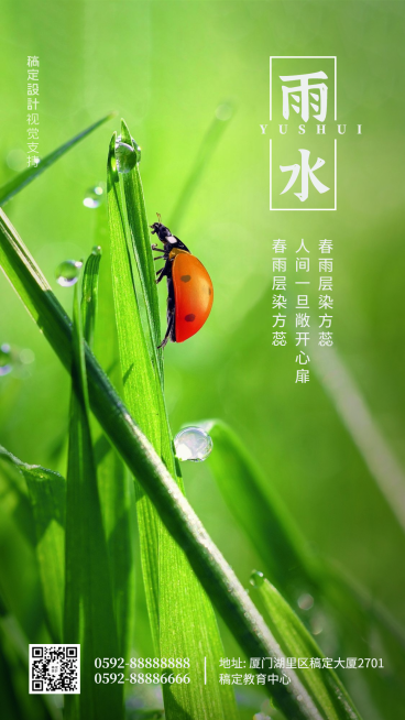雨水节气实景排版手机海报预览效果