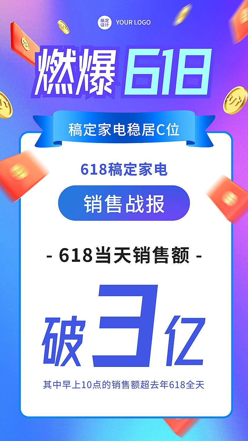 618大促企业销售喜报手机海报