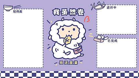 打工人可爱卡通插画分区电脑壁纸