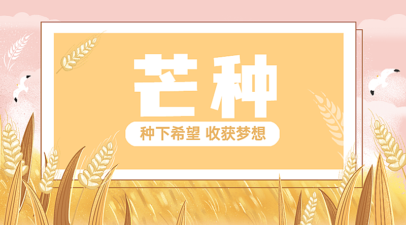 芒种节气祝福农耕丰收横版海报