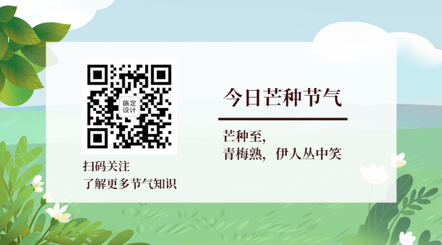 芒种节气祝福青梅习俗关注二维码预览效果