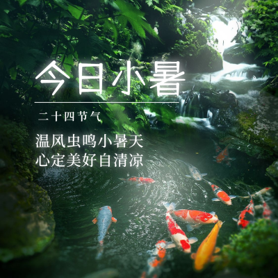 小暑节气祝福夏天实景方形海报