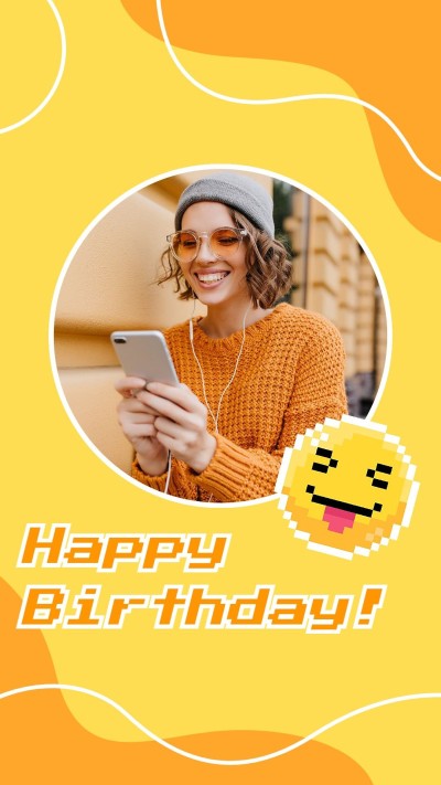 Cute Color Block Decorate Smile Girl Birthday Instagram Story