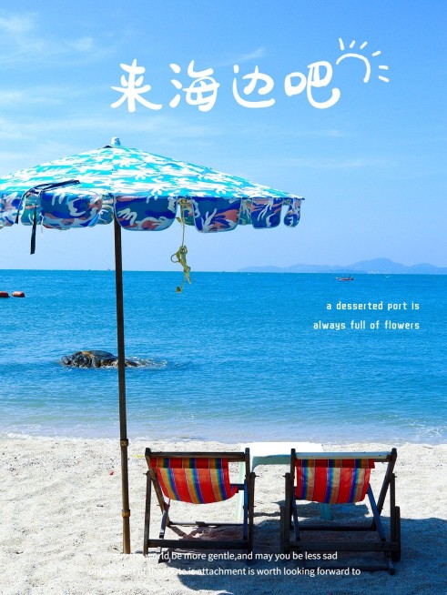 夏日海边季文艺风plog模板预览效果