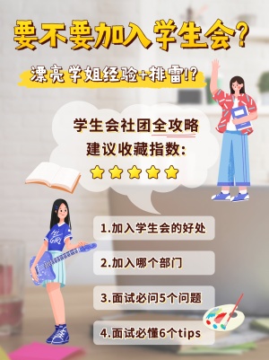 社团纳新攻略指南手绘小红书配图