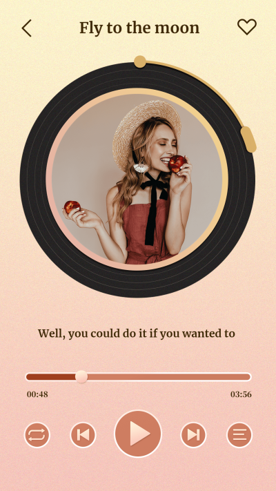 Music player interface simulation Smile Girl Portrait Instagram story