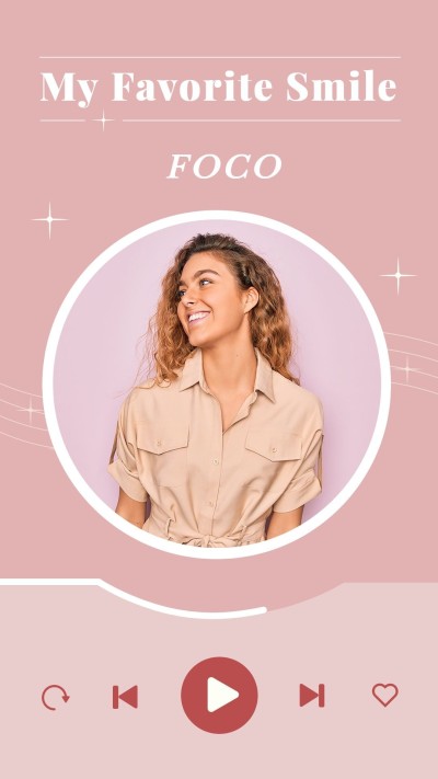Simple Smile Girl Music player interface simulation Instagram story