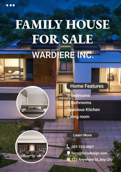 Fashion Circle Frame Family House Listing for Sale Real Estate Flyer