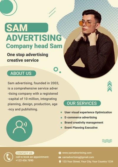 Commercial Green Geometry Pattern Digital Advertising Design Company Business Flyer