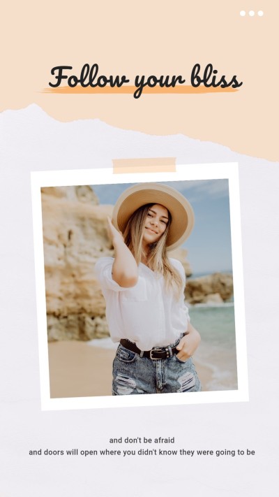 Polaroid style Color Block Woman Seaside Record Instagram story