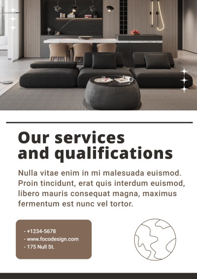 Simple Brown Rectangle Frame Home Furnishing Services Promo Flyer